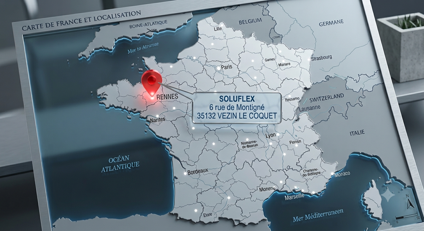 Carte de France - SOLUFLEX, 6 rue de Montigné, 35132 Vezin-le-Coquet